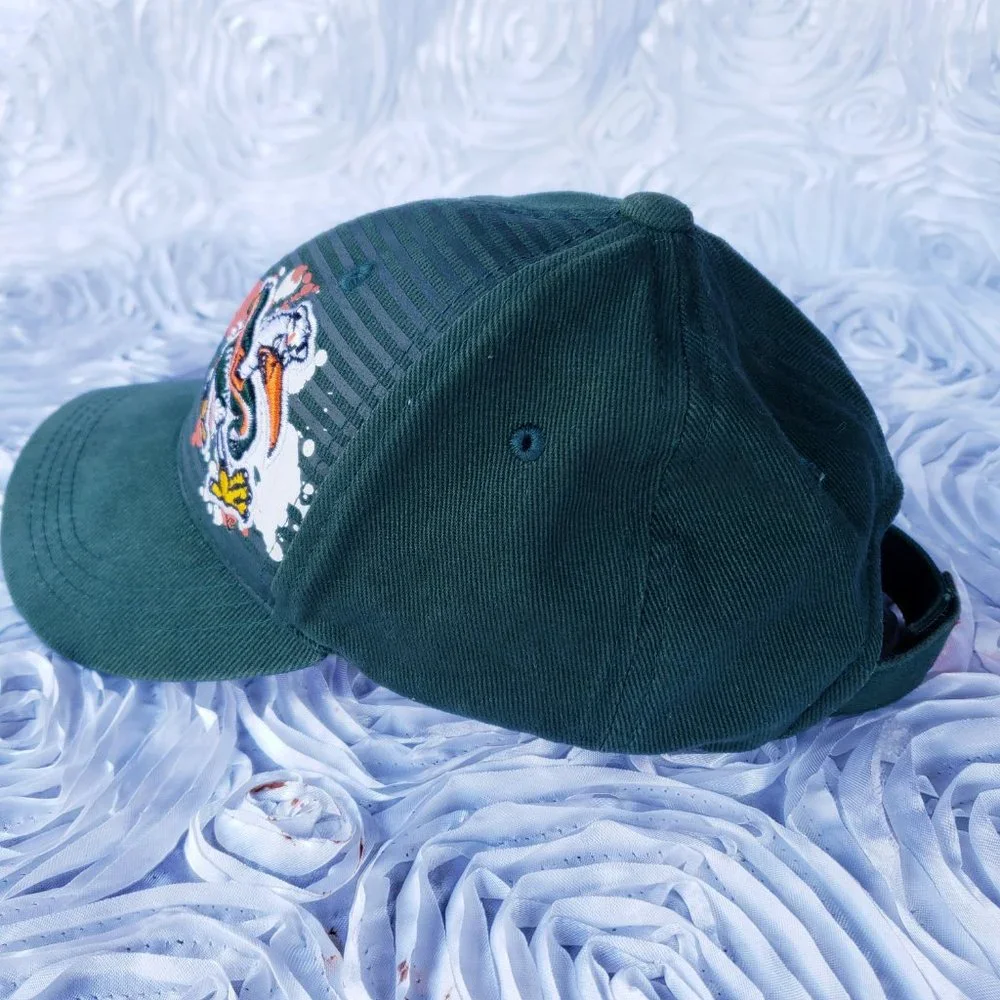 Vintage Miami Hurricanes Snapback Adjustable Youth Hat Green Embroidery Mascot